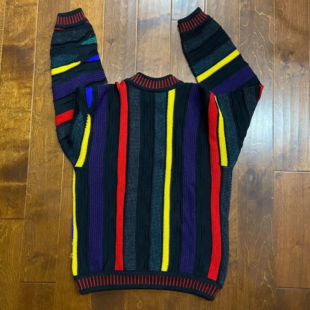 COOGI Australia Vintage 3D Knit Multicolor Crewneck Wool Sweater Men's Size L